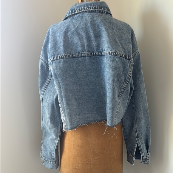 Blue Cropped Denim Jacket - Picture 2 of 2